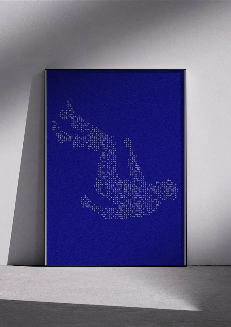 Framed Wordbloom typographic poster hanging on a wall at home